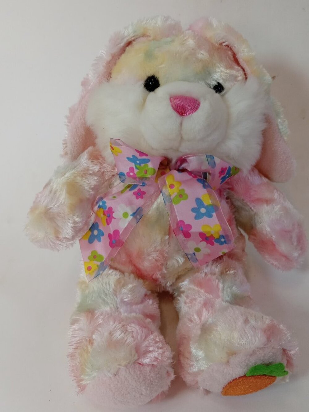 Pink Easter Bunny Rabbit Plush Floppy Carrot Foot Pastel Silky Walmart Tie-Dye - Picture 2 of 12